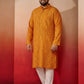 Mustard Silk Blend Party Wear Men's Kurta Set