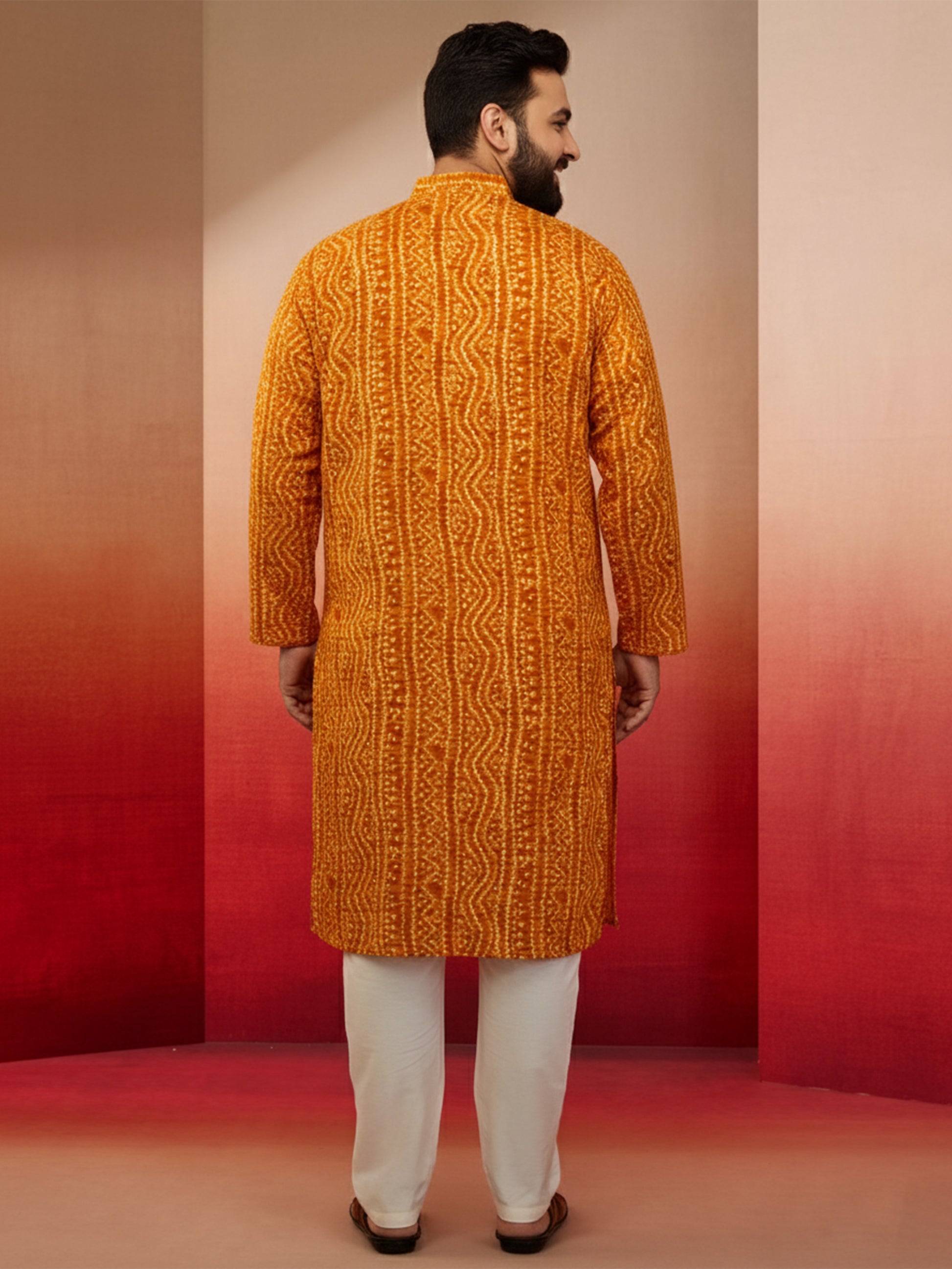 Mustard Silk Blend Party Wear Men's Kurta Set