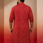 Red Silk Blend Party Wear Men's Kurta Set