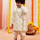 Cream Silk Blend Diwali Boys Kurta Set