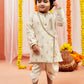 Cream Silk Blend Diwali Boys Kurta Set
