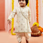Cream Silk Blend Diwali Boys Kurta Set