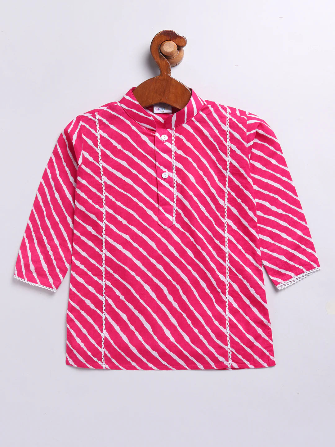 Pink Cotton Casual Boys Kurta Set