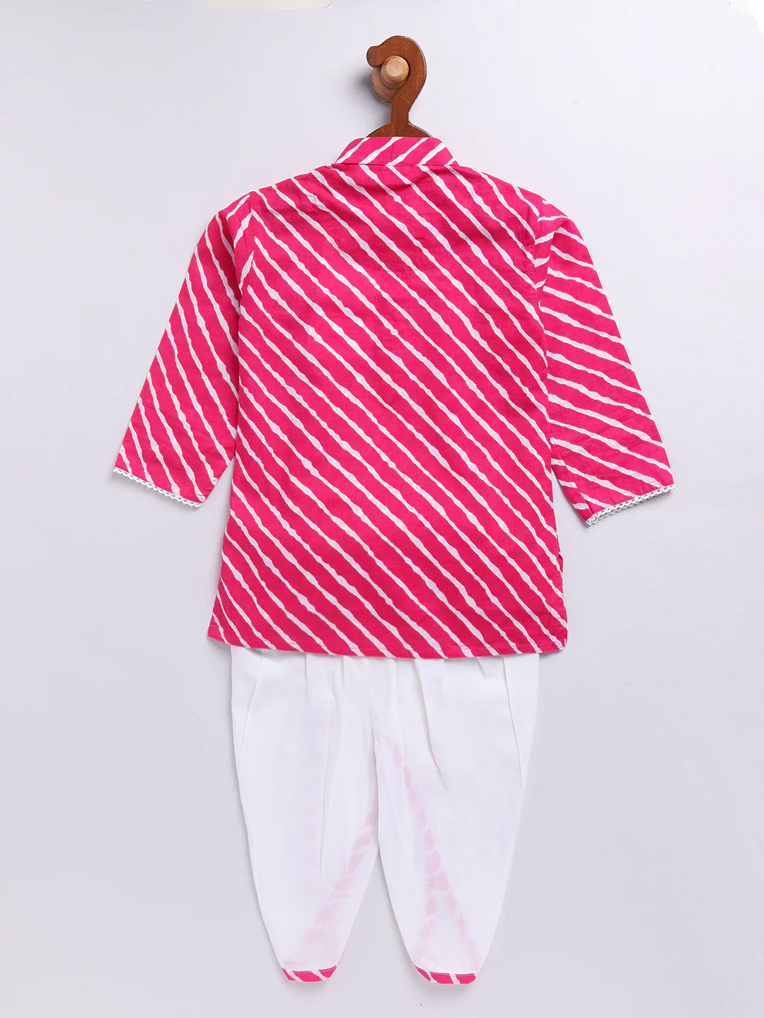 Pink Cotton Casual Boys Kurta Set