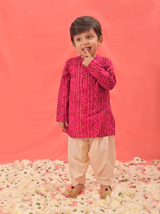 Pink Rayon East Boys Kurta Set