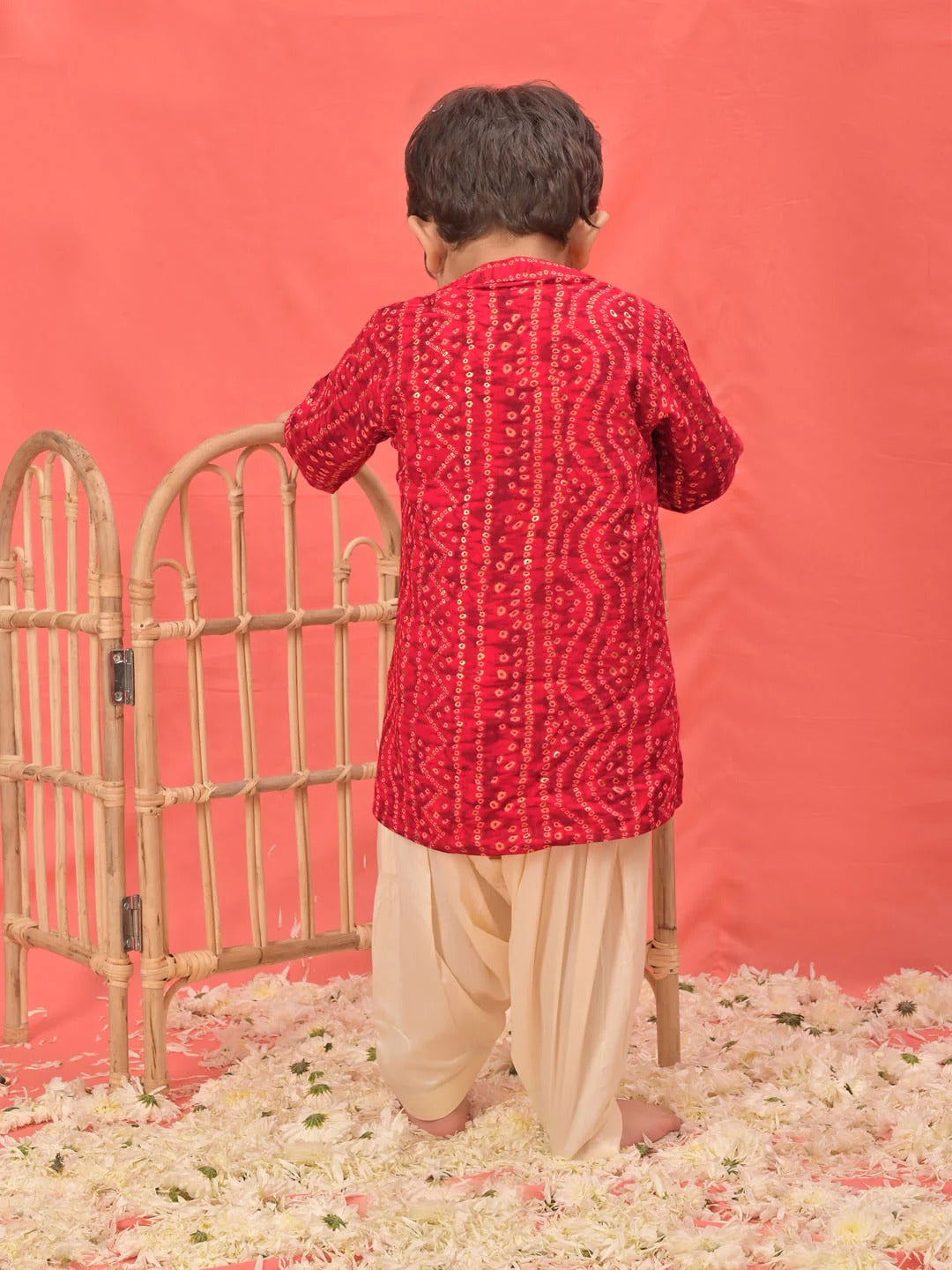 Red Rayon East Boys Kurta Set