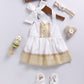White Chanderi Onam Wear Girls Co-Ord Set