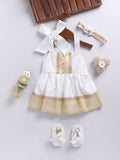 White Chanderi Onam Wear Girls Co-Ord Set