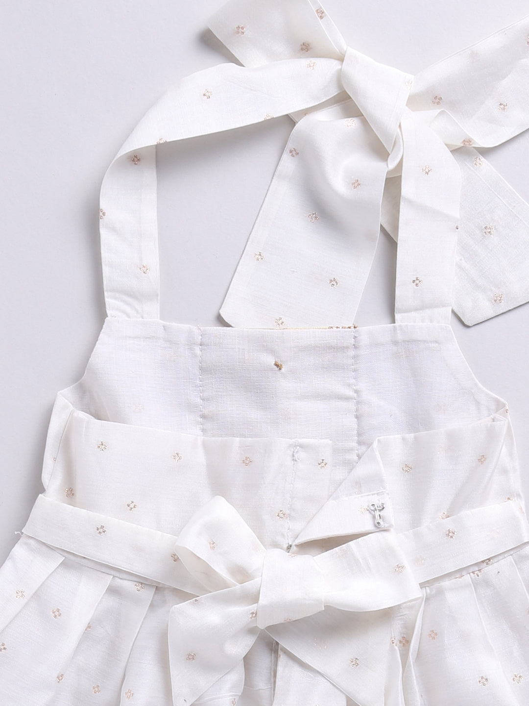 White Chanderi Onam Wear Girls Co-Ord Set