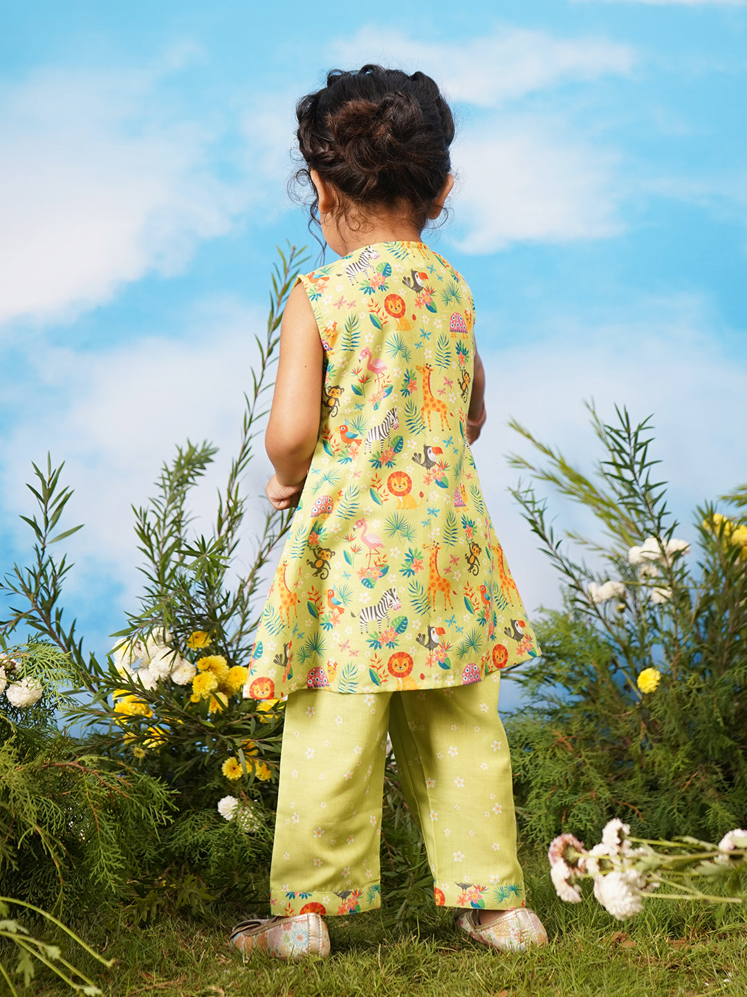 Multicolor Cotton Blend Raksha Bandhan Wear Girls Co-Ord Set