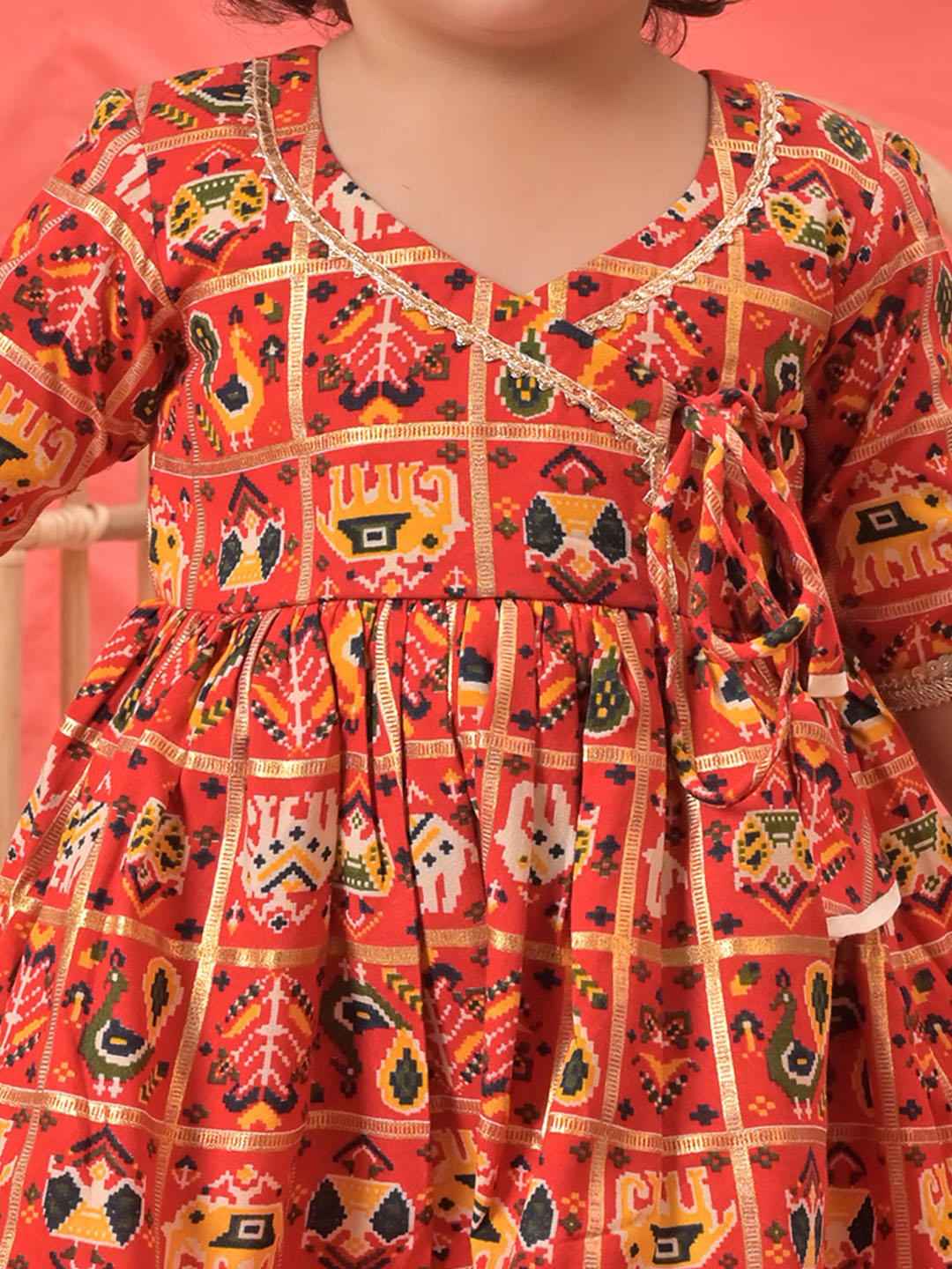Red Rayon Party Wear Girls Dhoti Kurta Set