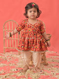 Red Rayon Party Wear Girls Dhoti Kurta Set