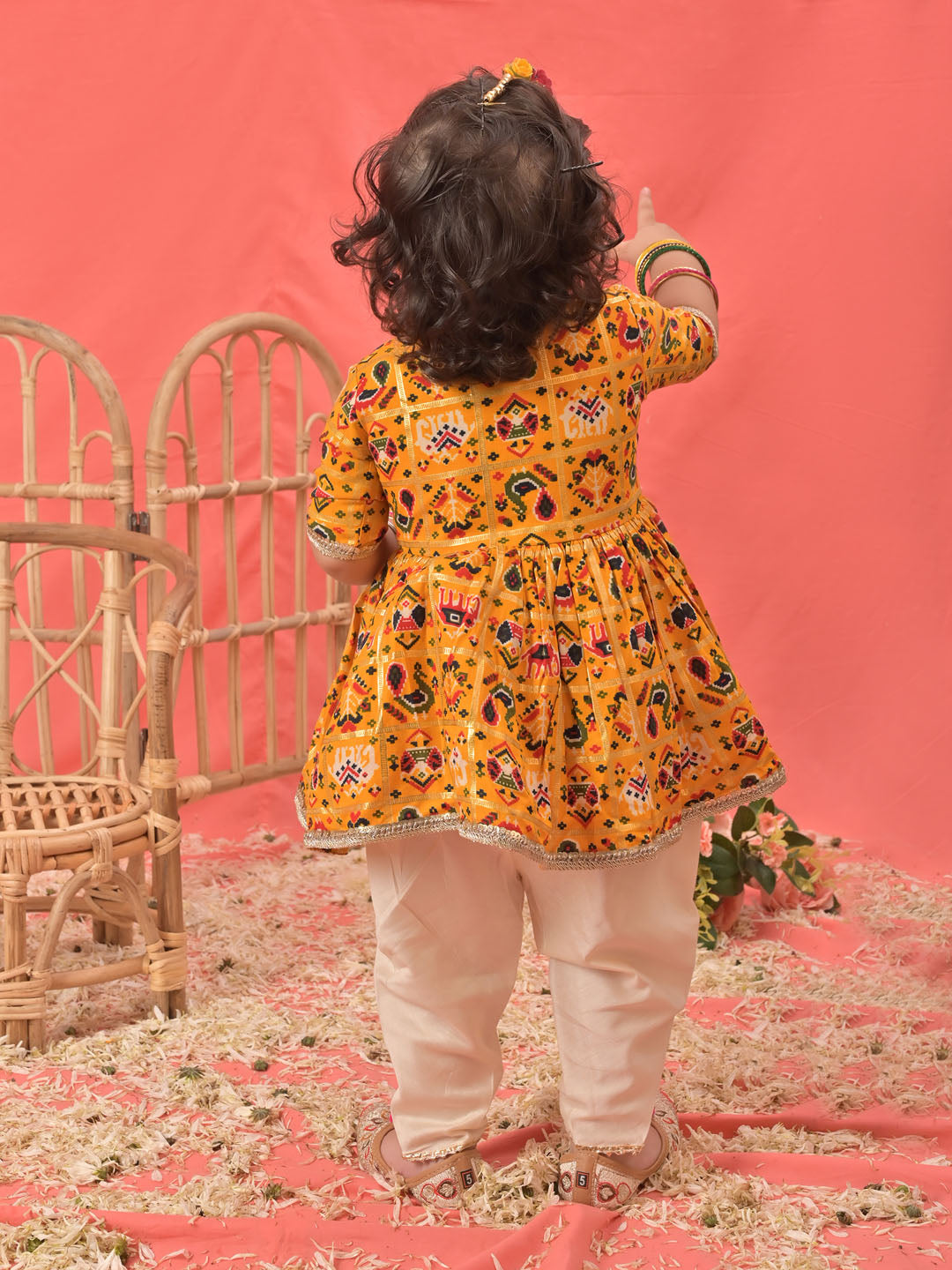 Yellow Rayon Party Wear Girls Dhoti Kurta Set