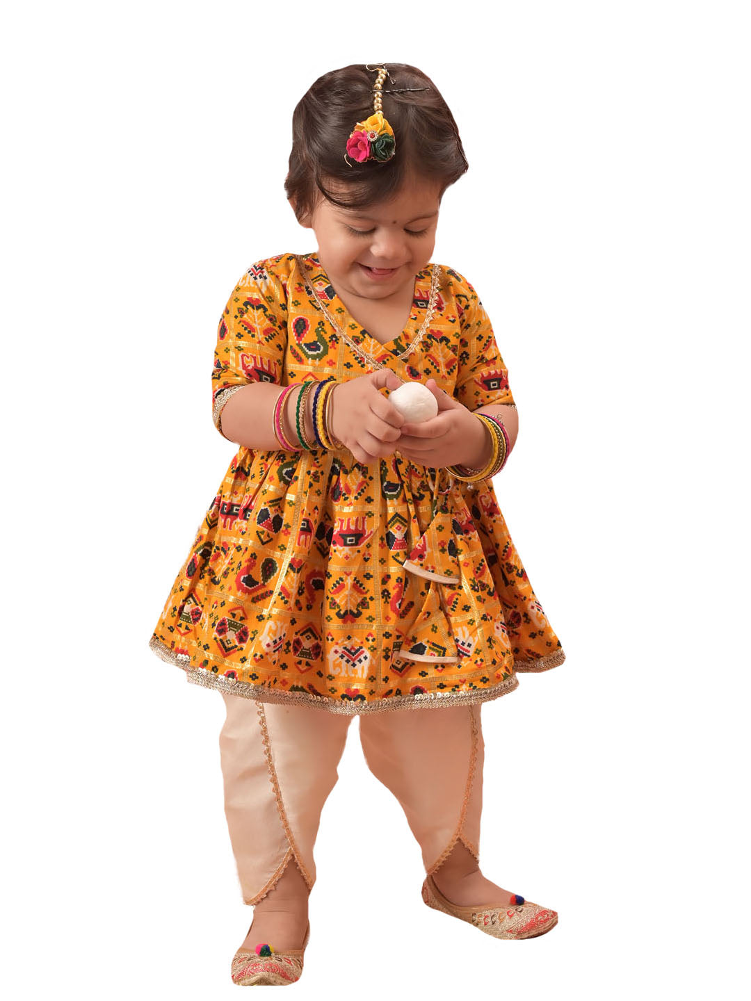 Yellow Rayon Party Wear Girls Dhoti Kurta Set