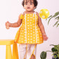 Yellow Cotton Blend Raksha Bandhan Wear Girls Dhoti Kurta Set