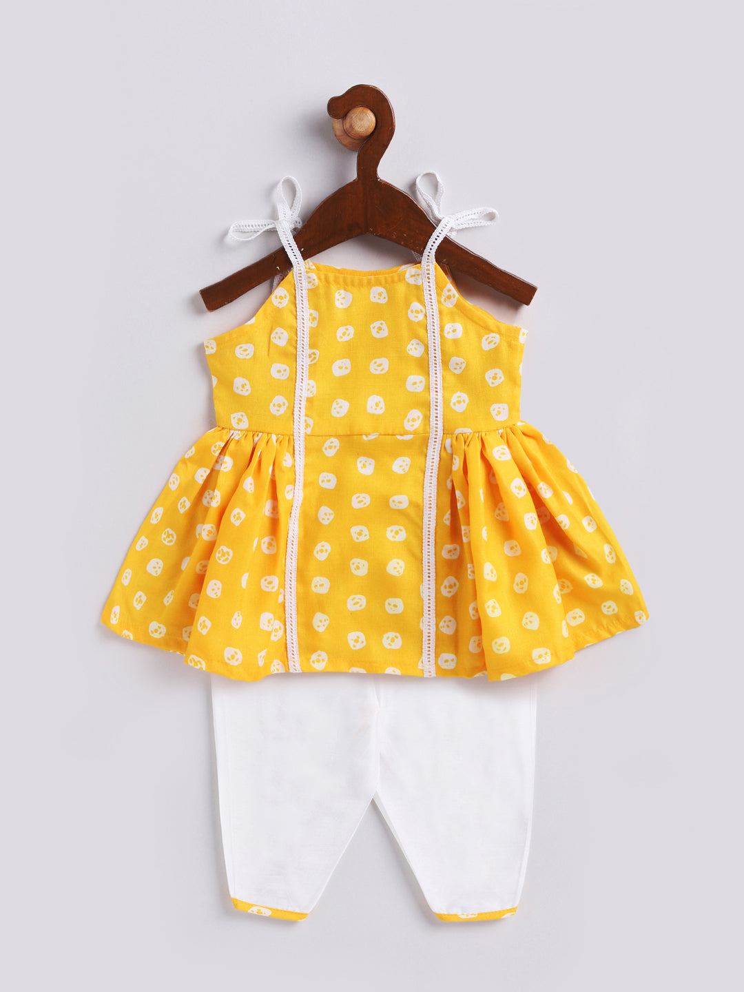 Yellow Cotton Blend Raksha Bandhan Wear Girls Dhoti Kurta Set