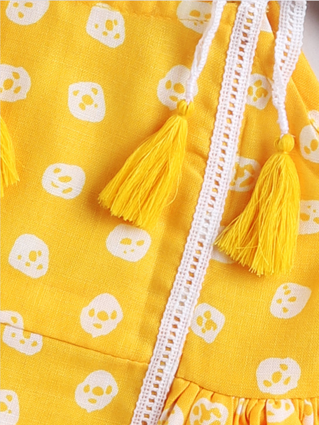 Yellow Cotton Blend Raksha Bandhan Wear Girls Dhoti Kurta Set