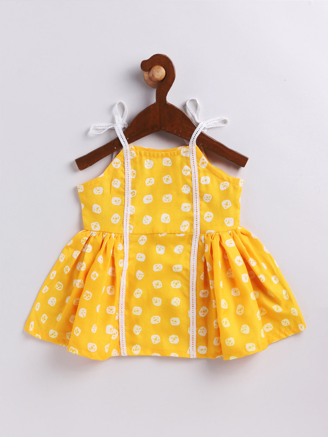 Yellow Cotton Blend Raksha Bandhan Wear Girls Dhoti Kurta Set