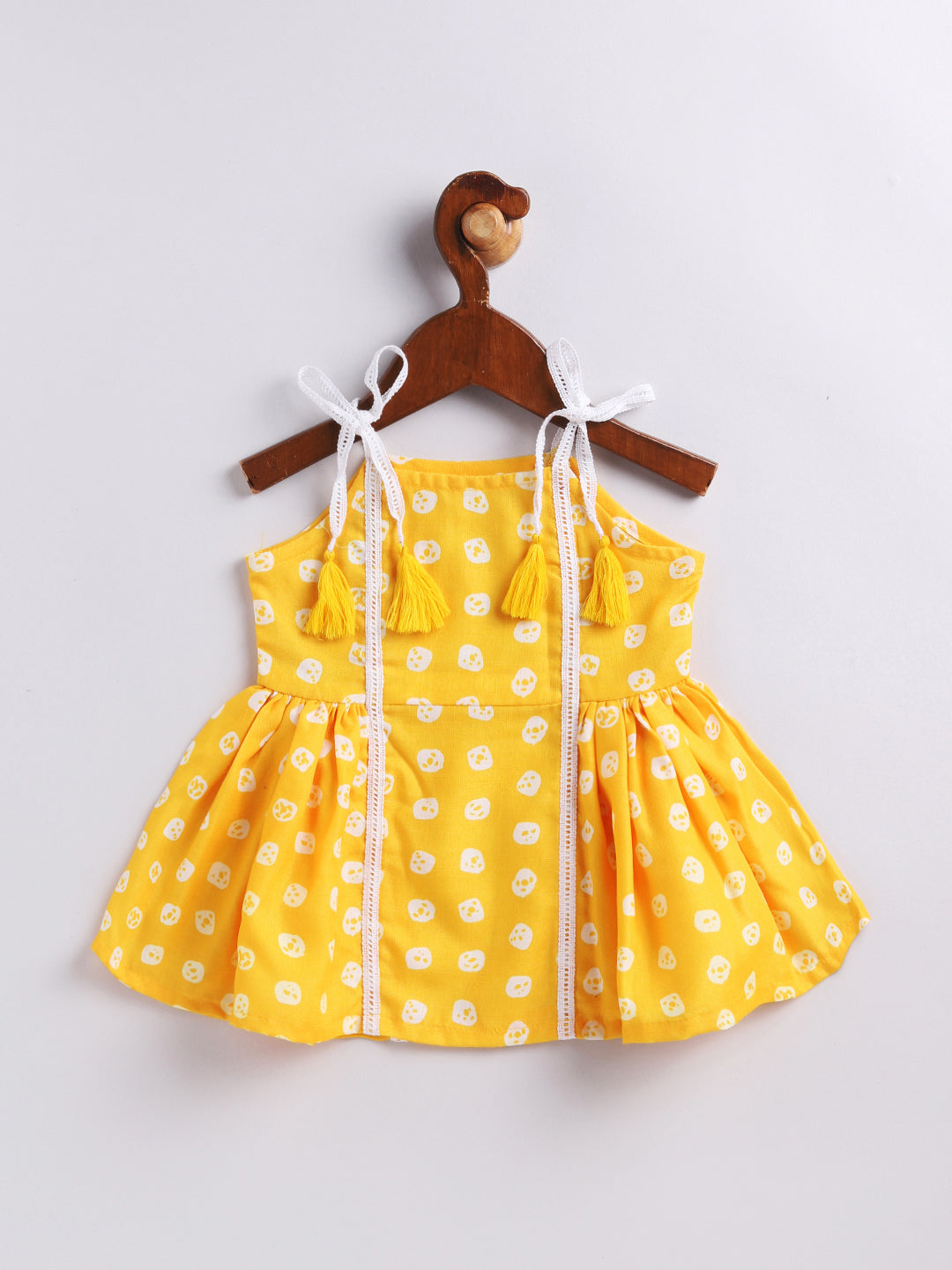 Yellow Cotton Blend Raksha Bandhan Wear Girls Dhoti Kurta Set