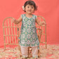 Green Cotton Diwali Wear Girls Kurta Set