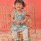 Green Cotton Diwali Wear Girls Kurta Set
