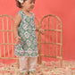 Green Cotton Diwali Wear Girls Kurta Set