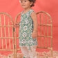 Green Cotton Diwali Wear Girls Kurta Set