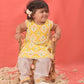Yellow Cotton Diwali Wear Girls Kurta Set