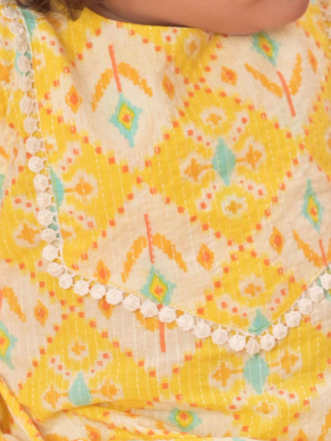 Yellow Cotton Diwali Wear Girls Kurta Set