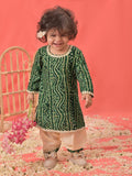 Green Rayon Wedding Wear Girls Kurta Set