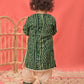 Green Rayon Wedding Wear Girls Kurta Set