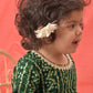Green Rayon Wedding Wear Girls Kurta Set