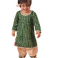 Green Rayon Wedding Wear Girls Kurta Set