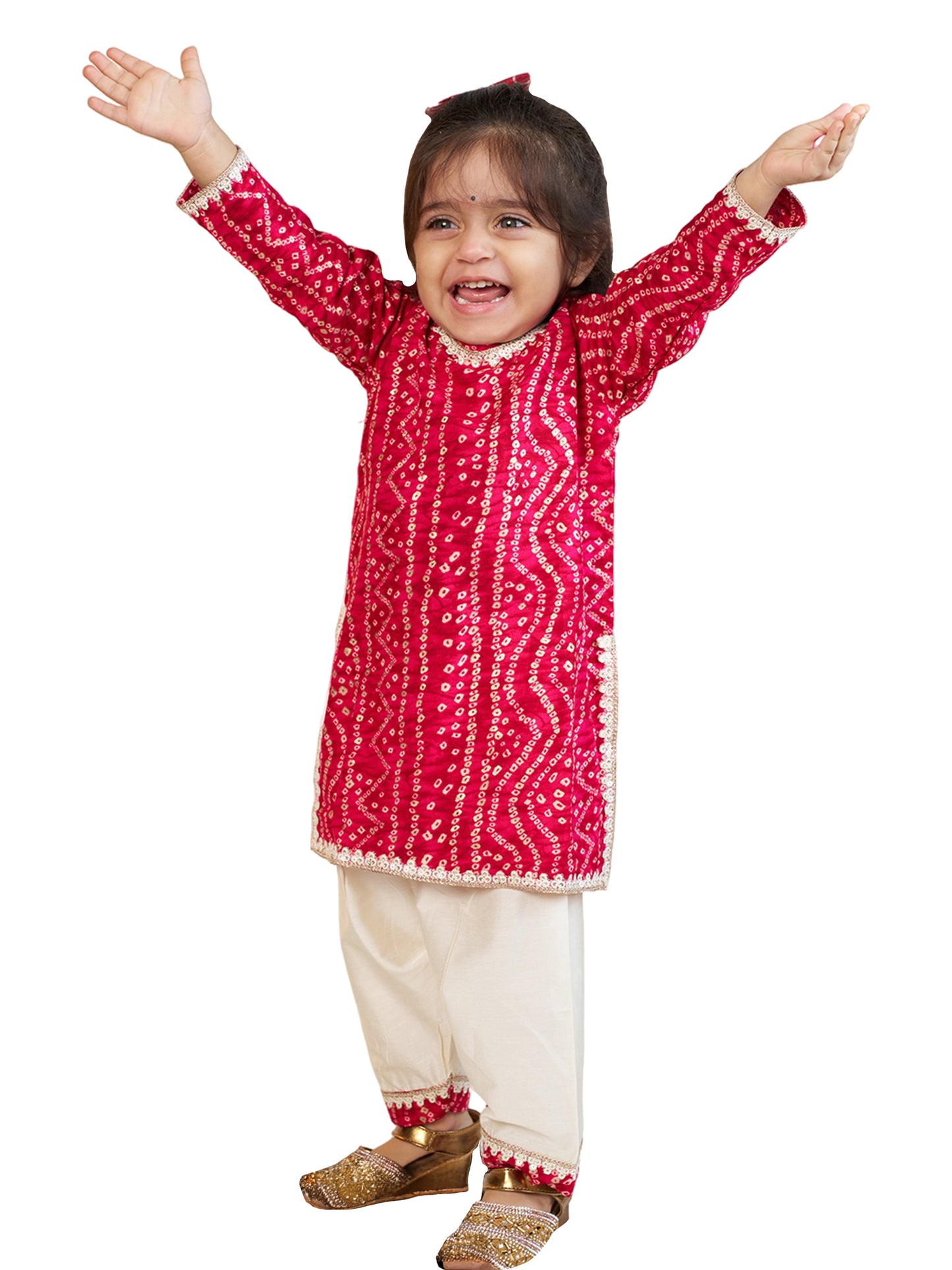 Pink Rayon Wedding Wear Girls Kurta Set