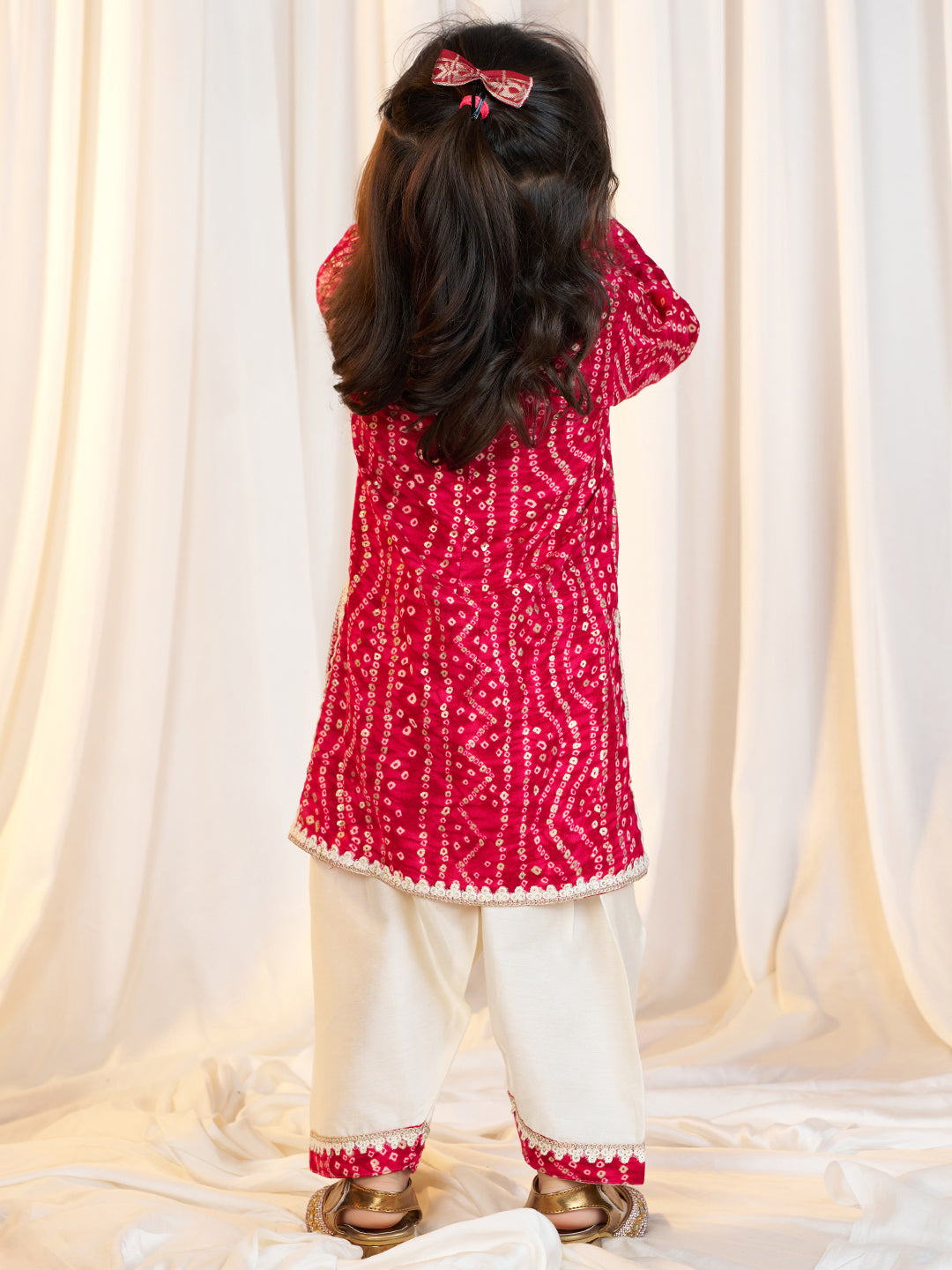 Pink Rayon Wedding Wear Girls Kurta Set