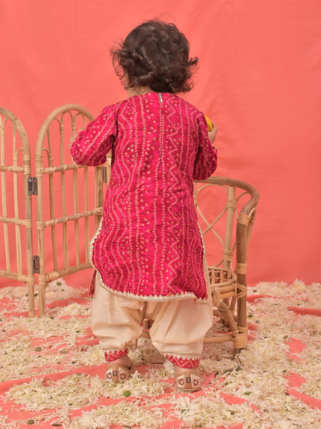 Pink Rayon Wedding Wear Girls Kurta Set