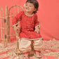 Red Rayon Wedding Wear Girls Kurta Set
