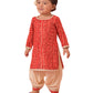 Red Rayon Wedding Wear Girls Kurta Set