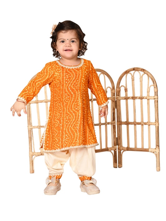 Yellow Rayon Wedding Wear Girls Kurta Set