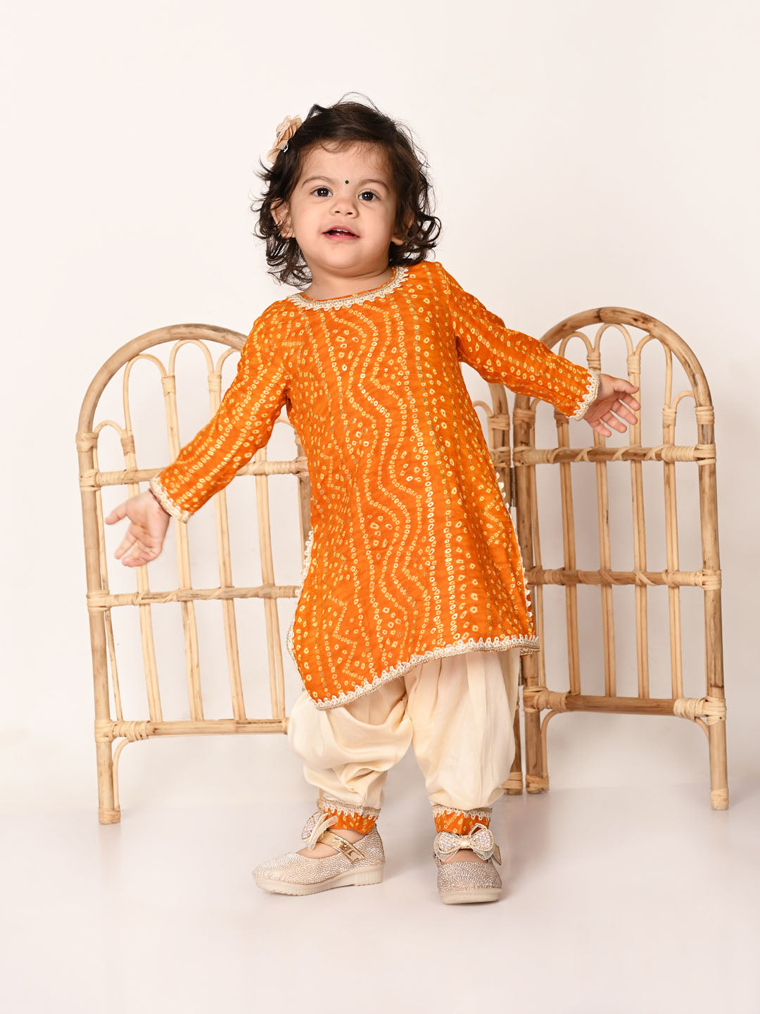 Yellow Rayon Wedding Wear Girls Kurta Set
