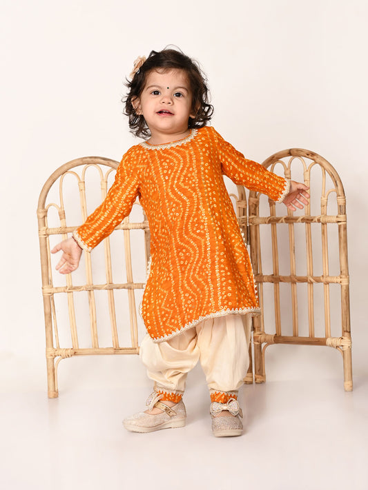 Yellow Rayon Wedding Wear Girls Kurta Set