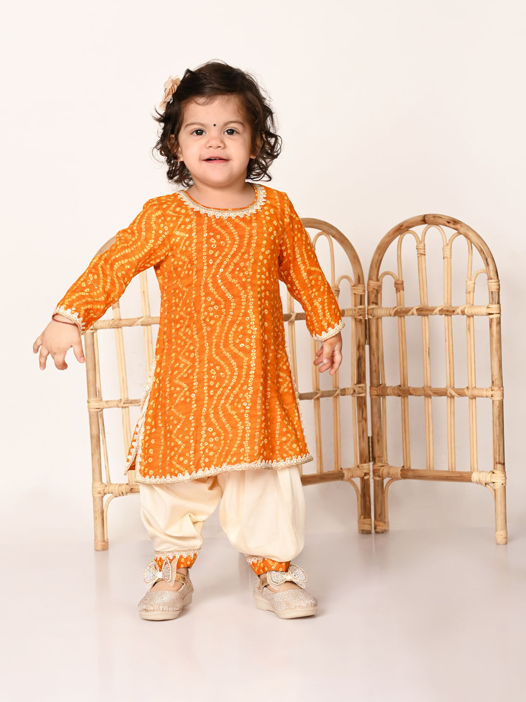 Yellow Rayon Wedding Wear Girls Kurta Set