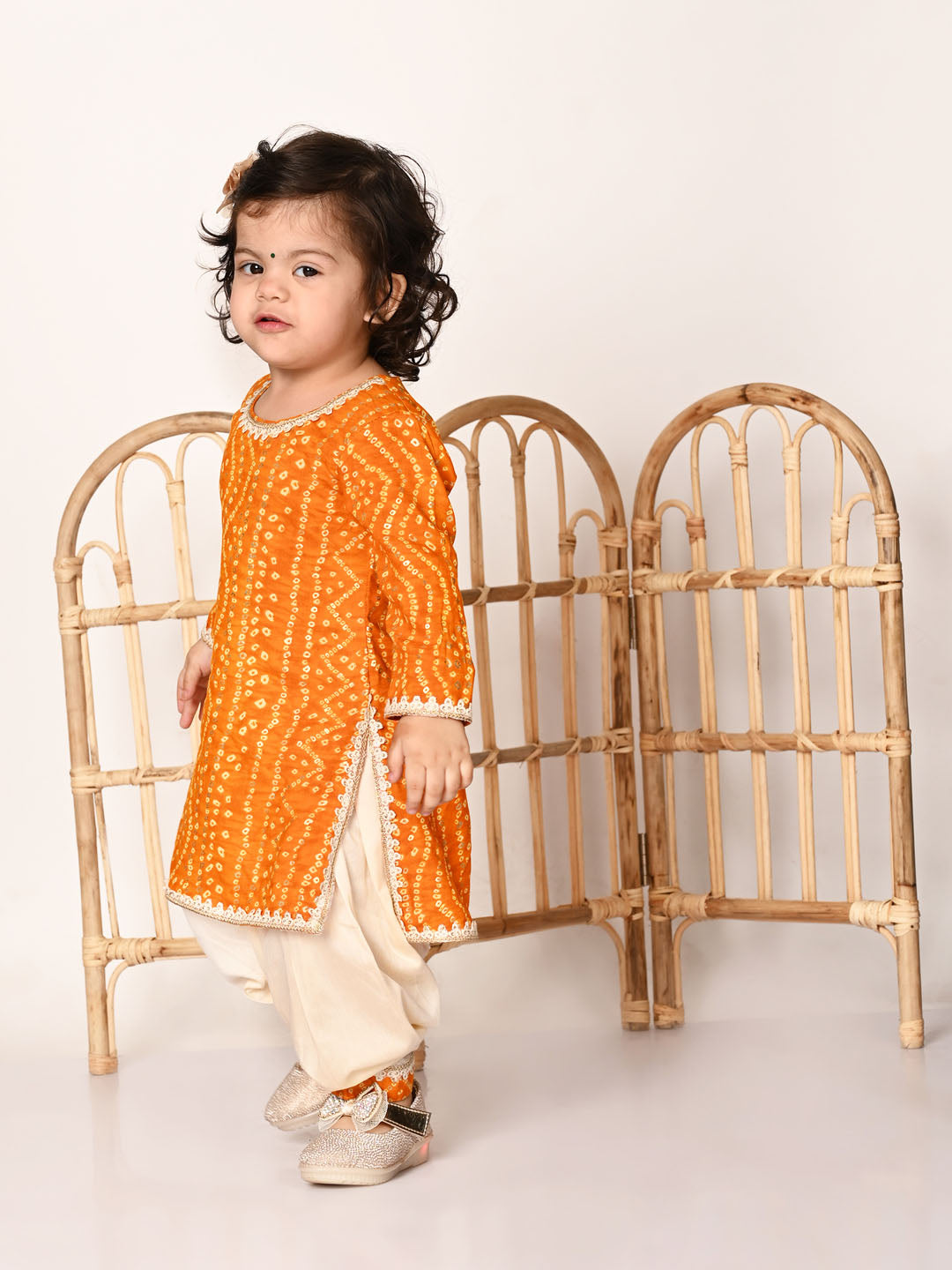 Yellow Rayon Wedding Wear Girls Kurta Set