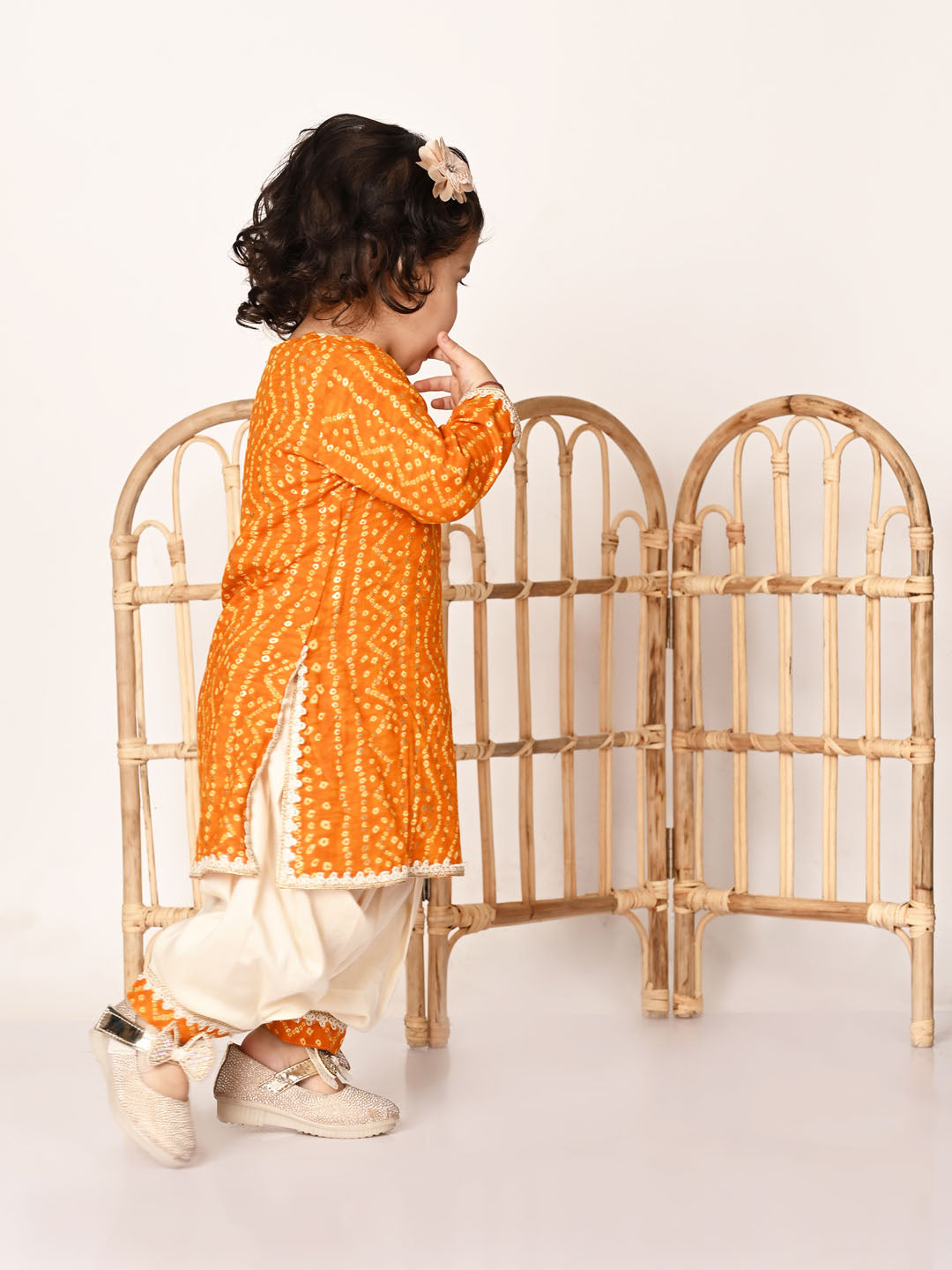 Yellow Rayon Wedding Wear Girls Kurta Set