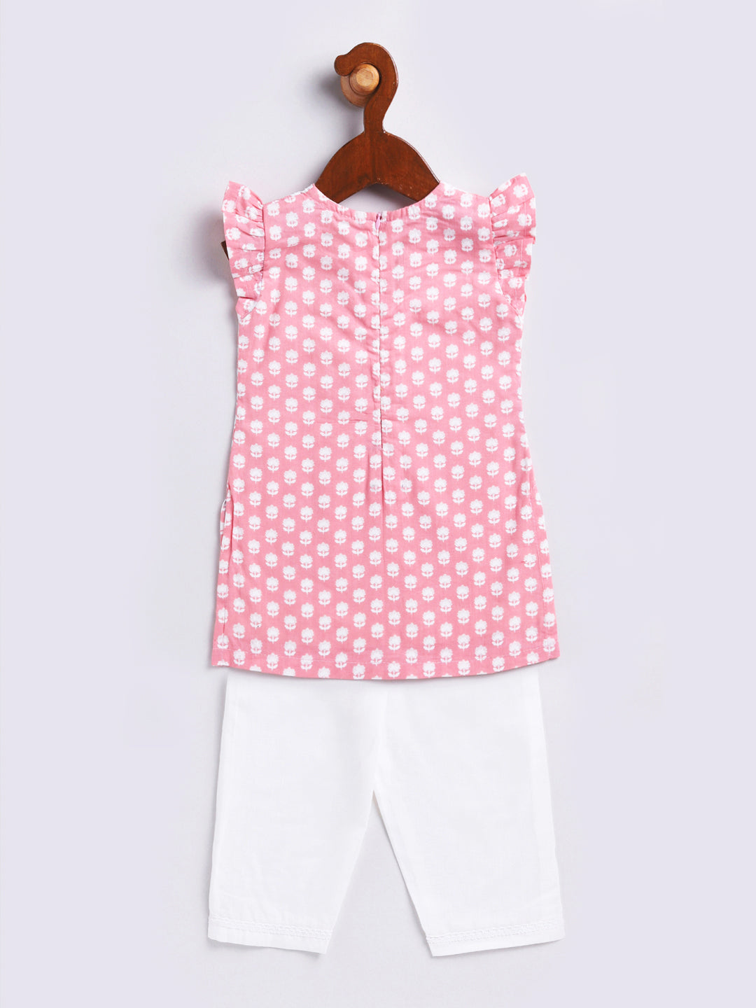 Pink Cotton Raksha Bandhan Wear Girls Kurta Set