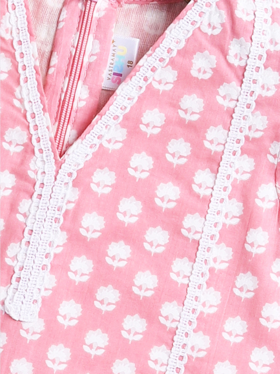 Pink Cotton Raksha Bandhan Wear Girls Kurta Set