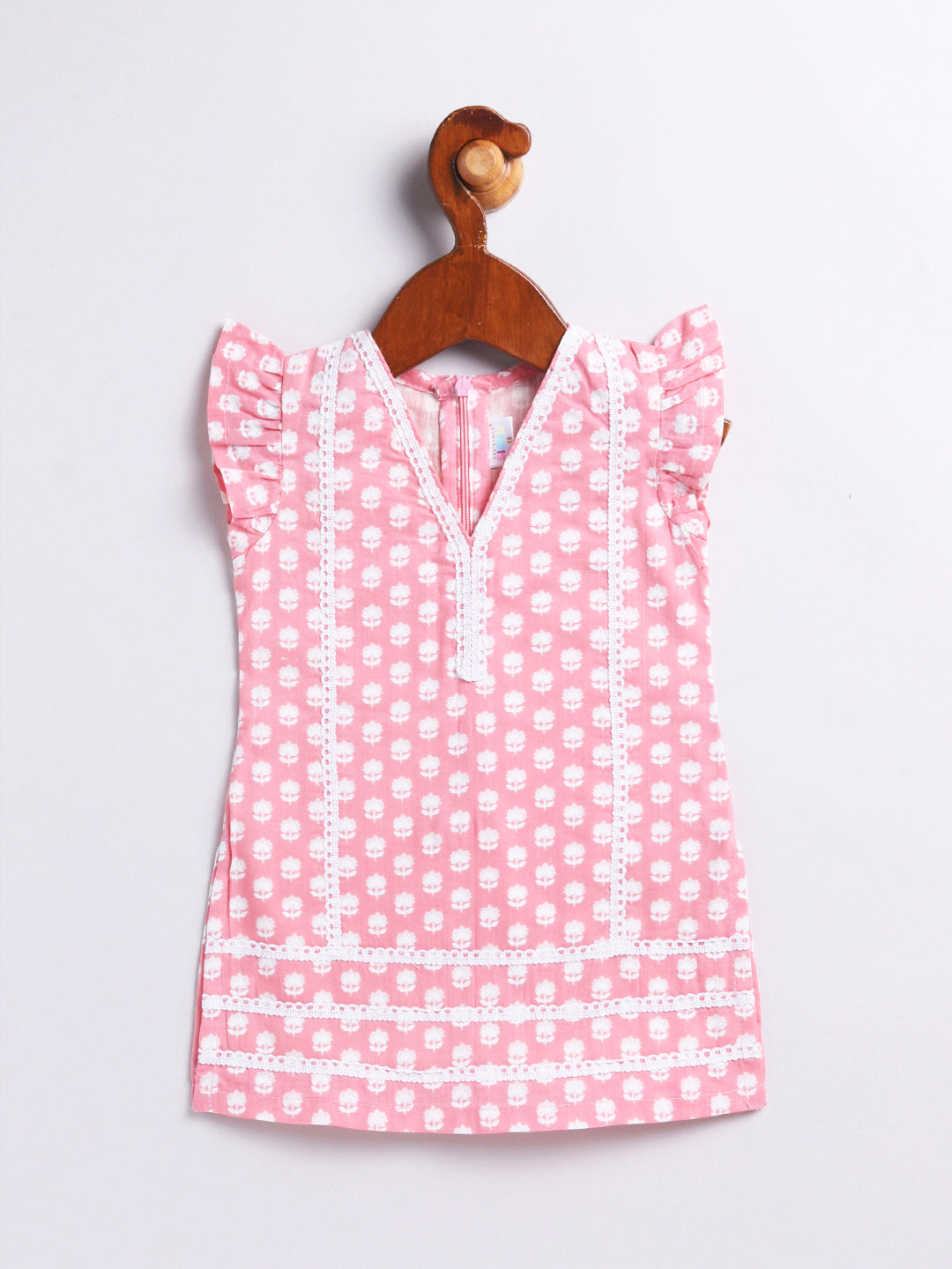 Pink Cotton Raksha Bandhan Wear Girls Kurta Set