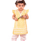 Yellow Cotton Raksha Bandhan Wear Girls Kurta Set