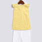 Yellow Cotton Raksha Bandhan Wear Girls Kurta Set