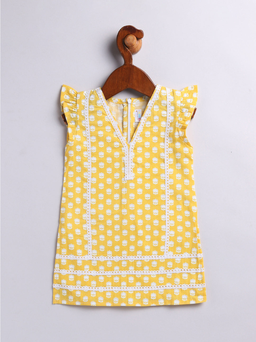Yellow Cotton Raksha Bandhan Wear Girls Kurta Set